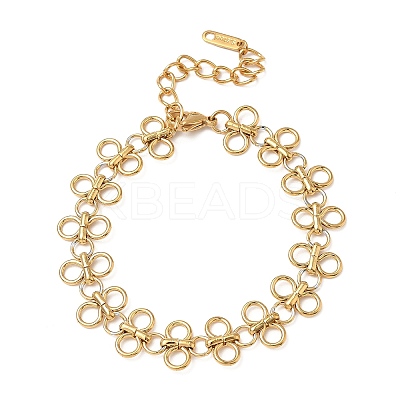 304 Stainless Steel Ring Link Chain Bracelets for Women BJEW-Z134-02G-1