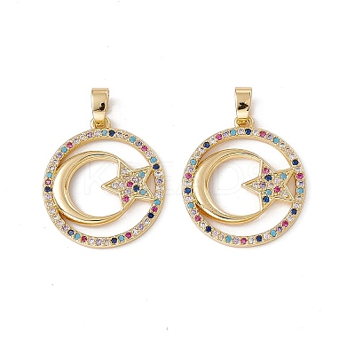 Brass Micro Pave Cubic Zirconia Pendants KK-E068-VC066-1