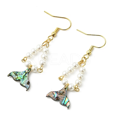 Paua Shell Dangle Earrings EJEW-JE07178-1