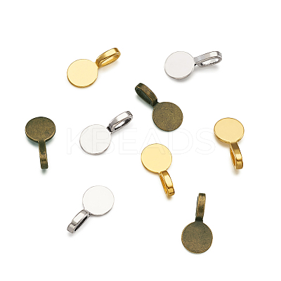 Tibetan Style Alloy Glue On Flat Pad Pendant Bails TIBE-TA0001-10-1