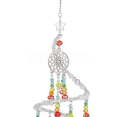Glass Beaded Pendant Decoration HJEW-TA00233-1