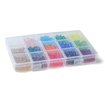 15 Strands 15 Colors Transparent Glass Beads Strands EGLA-FS0001-46-1