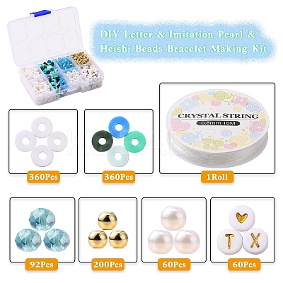 DIY Letter & Imitation Pearl & Heishi Beads Bracelet Making Kit DIY-YW0005-23C-1