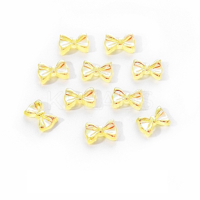 Electroplated Bowknot Resin Cabochons MRMJ-R128-16G-1