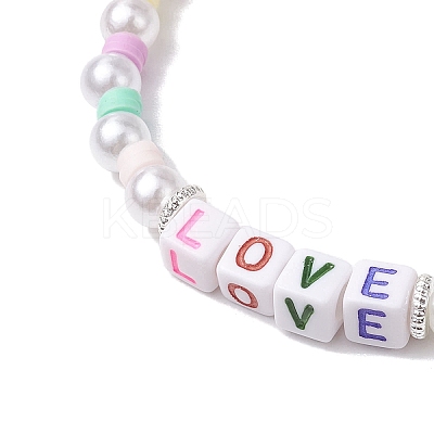 Polymer Clay & Plastic Beaded Stretch Bracelets BJEW-JB10341-1