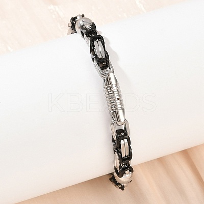 201 Stainless Steel Byzantine Chain Bracelets for Women BJEW-B143-09EBP-1