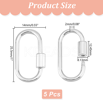 5Pcs Brass Screw Carabiner Lock Charms KK-UN0002-06-1