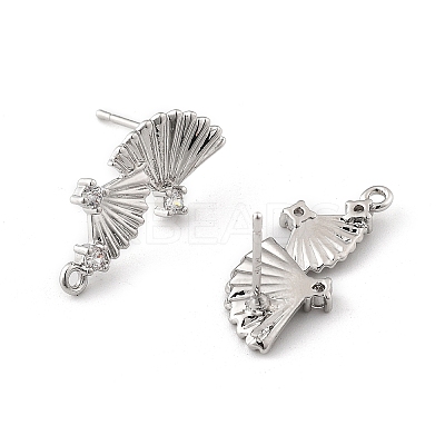 Brass Micro Pave Cubic Zirconia Stud Earring Findings LS-KK-K371-44P-1