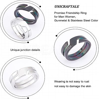 12Pcs 2 Colors 304 Stainless Steel Finger Ring RJEW-UN0001-18-1