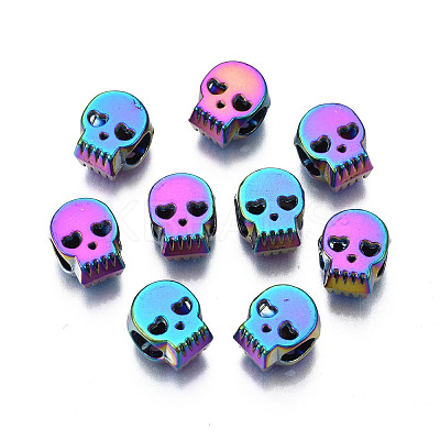 Rack Plating Rainbow Color Alloy European Beads PALLOY-S180-348-1