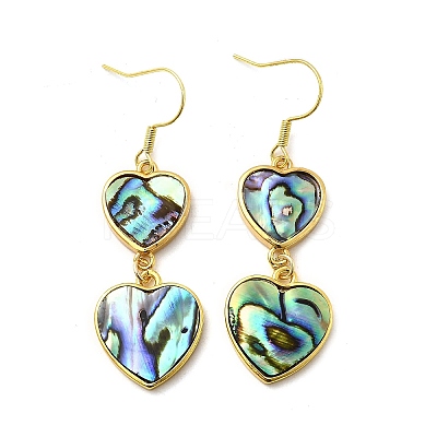 Brass Natural Abalone Shell Dangle Earrings EJEW-F388-01B-G-1