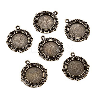 Tibetan Style Alloy Pendant Cabochon Settings X-TIBE-T003-08AB-NR-1