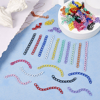 110Pcs 11 Colors Spray Paint Iron Curb Chain Extender IFIN-TA0001-63-1