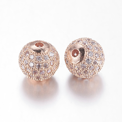 Brass Micro Pave Cubic Zirconia Beads X-ZIRC-D011-53RG-1