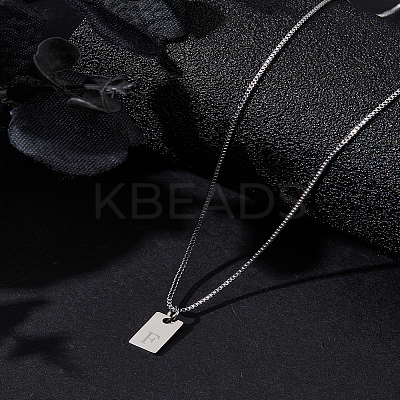 1Pc Stainless Steel Letter Rectangle Pendant Necklaces NJEW-LP0001-34F-P-1
