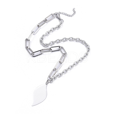 Non-Tarnish 304 Stainless Steel Paperclip Chains & Cable Chain Jewelry Sets SJEW-K153-12P-1