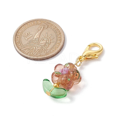 Flower Handmade Lampwork Pendant Decorations HJEW-JM01676-1