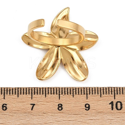 Adjustable 304 Stainless Steel Cuff Rings for Women RJEW-B135-07G-1