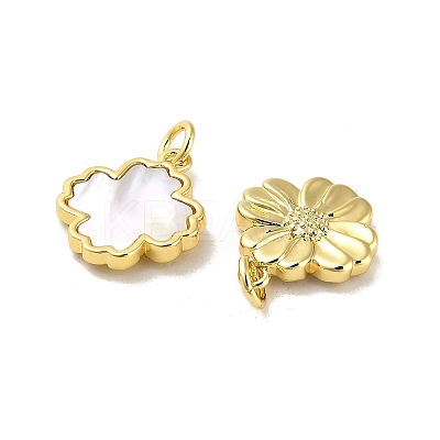 Brass Pave Shell Pendants KK-K365-08E-G-1