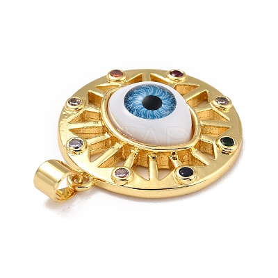 Brass Micro Pave Colorful Cubic Zirconia Pendants ZIRC-A021-03G-D-1