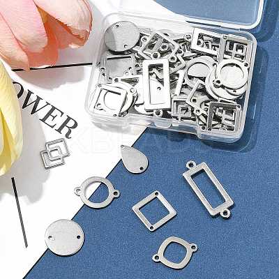 64Pcs 8 Styles 304 Stainless Steel Geometric Links/Connectors STAS-FS0002-02-1