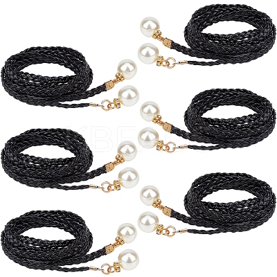 Imitation Leather Braided Chain Belts with Imitation Pearl AJEW-CP0008-67D-1