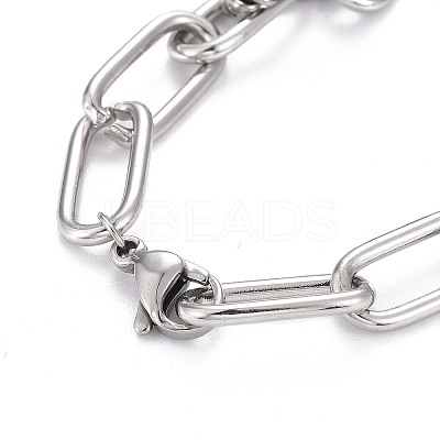 Tarnish Resistant 304 Stainless Steel Paperclip Chain Bracelets LS-BJEW-F412-02P-1