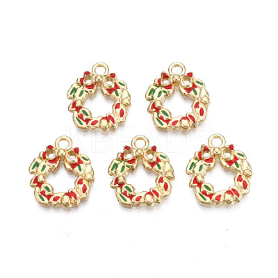 Rack Plating Alloy Enamel Pendants X-ENAM-N055-122-1