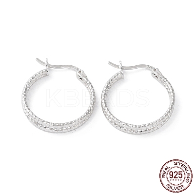 Rhodium Plated 925 Sterling Silver Hoop Earrings X-EJEW-K258-14P-1