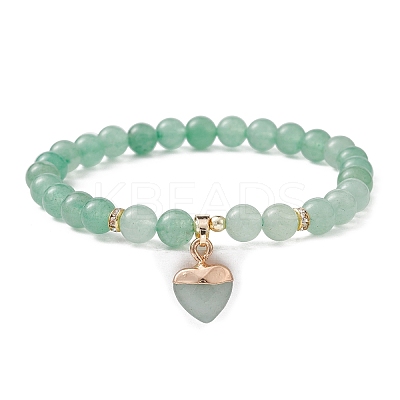 Natural Green Aventurine Round Beaded Stretch Bracelets BJEW-JB09727-05-1