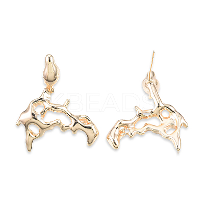 Brass Twist Dangle Stud Earrings for Women EJEW-N012-49LG-1