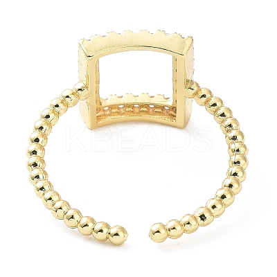 Rack Plating Brass Micro Pave Clear Cubic Zirconia Cuff Rings RJEW-C043-03G-1