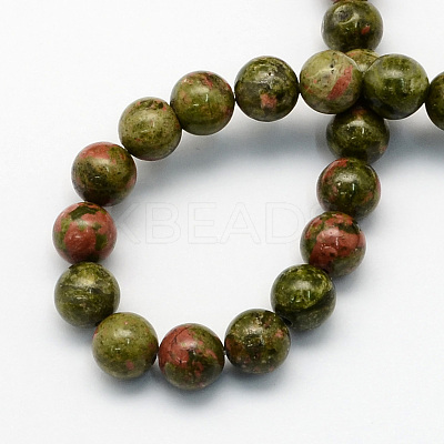 Natural Unakite Round Beads Strands G-S175-6mm-1