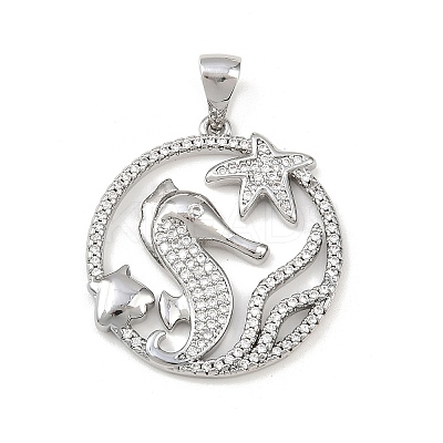 Ocean Brass Micro Pave Cubic Zirconia Pendants LS-KK-K411-04B-P-1