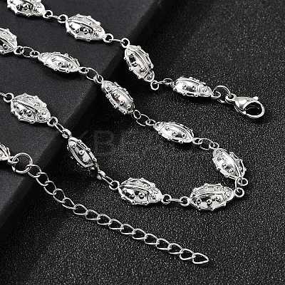 304 Stainless Steel Ladybug Link Chain Necklaces for Women Men NJEW-K249-21B-P-1