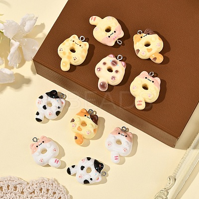 30Pcs 6 Colors Opaque Resin Pendants RESI-YW0004-93-1