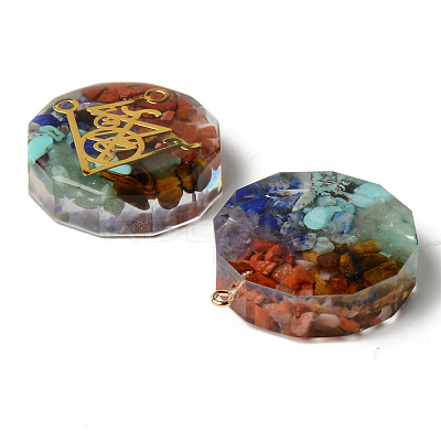 Flat Round Epoxy Resin Pendants G-R478-22B-1