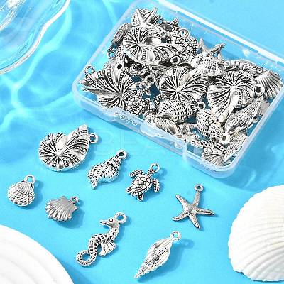 48Pcs 8 Styles Alloy & Stainless Steel Pendants DIY-FP0001-57-1