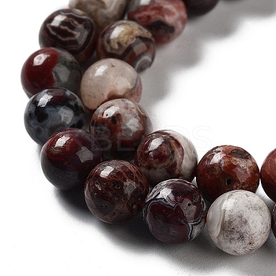 Natural Mexican Red Laguna Lace Agate Round Beads Strands G-NH0005-A31-03-1