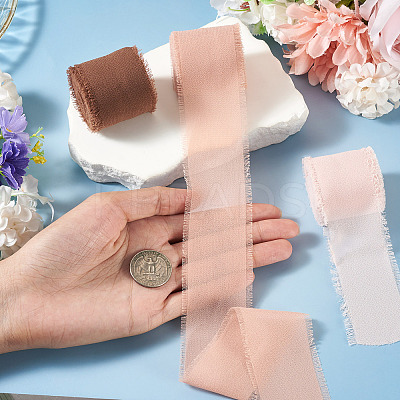 3 Rolls Polyester Raw Edges Ribbons SRIB-TAC0002-26E-1