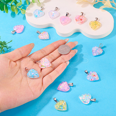 15Pcs Luminous Resin Sequins Pendants RESI-TA0004-20C-1