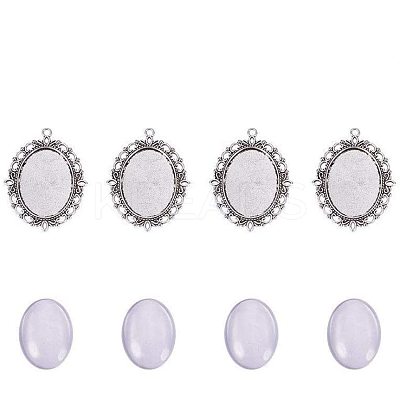 Oval Clear Glass Cabochon Cover DIY-PH0018-99AS-1