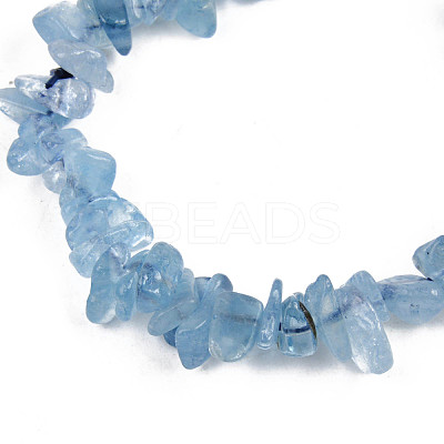 Unisex Chip Natural Aquamarine Beaded Stretch Bracelets BJEW-S143-55-1