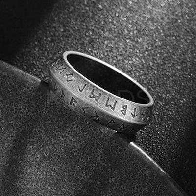 Viking Rune 304 Stainless Steel Finger Rings for Men WGDF4AB-63-1