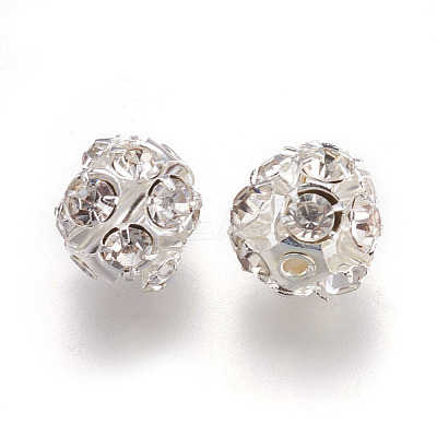 Brass Clear Rhinestone Beads RB-A017-10mm-S-1