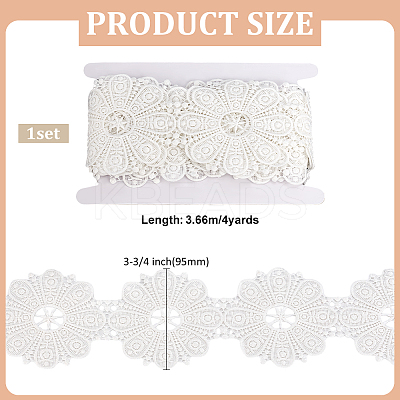 4 Yards Flower Polyester Embroidery Lace Ribbon OCOR-MA0001-41A-1