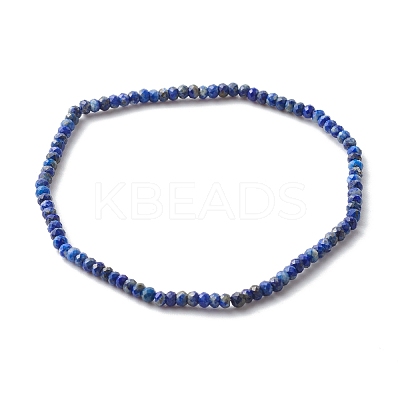 Faceted Rondelle Natural Lapis Lazuli Bead Stretch Bracelets BJEW-JB06383-08-1