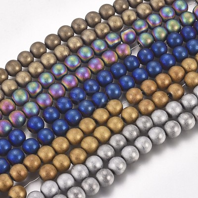 PVD Vacuum Plating Magnetic Synthetic Hematite Beads Strands G-I276-02-6mm-1