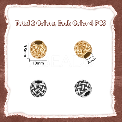 8Pcs 2 Colors 316 Surgical Stainless Steel European Beads FIND-UN0003-88-1
