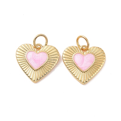 Heart Brass Enamel Pendants X-KK-G435-07G-02-1
